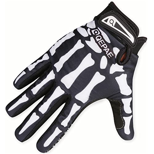 Skeleton Gloves Adjustable Lightweight Racing Skull Sports Work Bone Gloves Anti-Slip Breathable for Men & Women Motorcycle, Cycling, Biking, Workout - color: #1 Black - Full Finger - Skeleton Pattern, size: XX-Large
