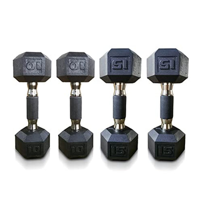 CAP 50 lbs Coated Dumbbell Set | Multiple Styles - color: Tinted Handles, style: 10LBx2, 15lbx2 Set