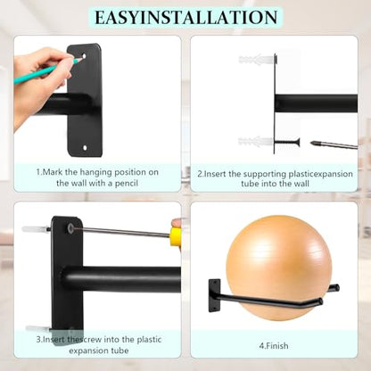 2-Pack Medicine Ball Racks, Wall Mount Holders for Exercise and Yoga Balls
