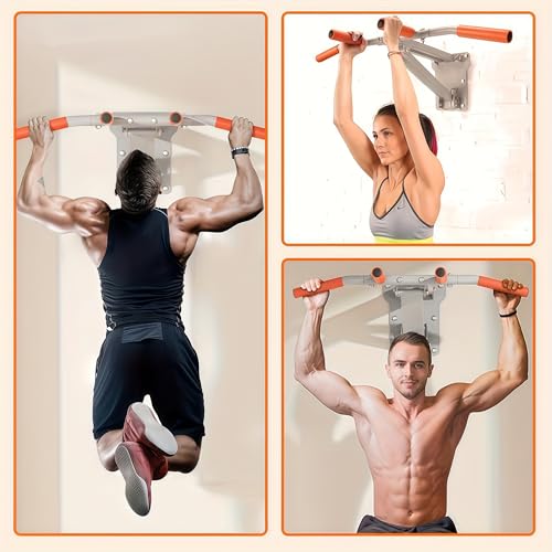 Pull Up Bar Wall Mounted,Foldable Design for Home Gym Equipment,Installation of 6 Expansion Screws,5mm Thicken Mounting Plate,330LBS Load Capacity