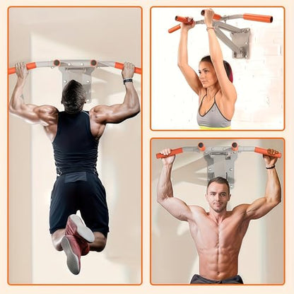 Pull Up Bar Wall Mounted,Foldable Design for Home Gym Equipment,Installation of 6 Expansion Screws,5mm Thicken Mounting Plate,330LBS Load Capacity
