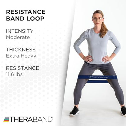 THERABAND Resistance Band Loop, Professional Latex Mini Band for Lower Pilates, Crossfit, Yoga, Stretching, Physical Therapy, Strength Training no Weights, 8 Inch, Blue, Extra Heavy, Advanced Level 1 - color: Blue - Extra Heavy, size: 8 Inch