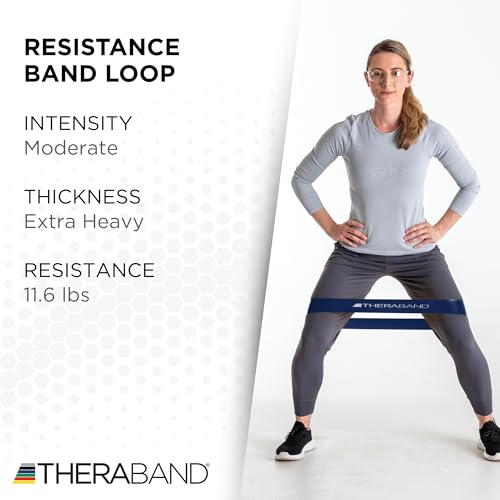 THERABAND Resistance Band Loop, Professional Latex Mini Band for Lower Pilates, Crossfit, Yoga, Stretching, Physical Therapy, Strength Training no Weights, 8 Inch, Blue, Extra Heavy, Advanced Level 1 - color: Blue - Extra Heavy, size: 8 Inch
