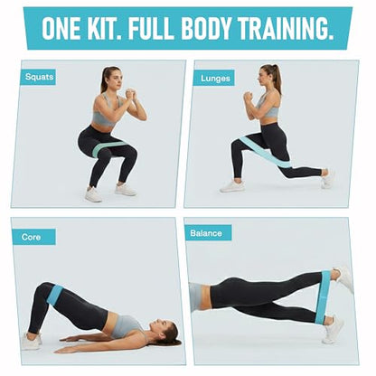 Poler Booty Resistance Bands Set for Women – 3 Fabric Bands (Light, Medium, Heavy) + Pilates Ball – Non-Slip Glute & Leg Workout Kit for Home Fitness, Yoga & Strength Training