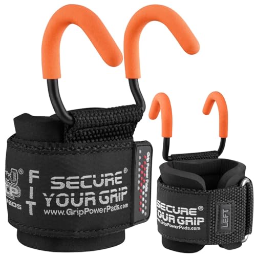 Weight Lifting Rod Hooks Heavy Duty Wrist Wraps Power Weight Lifting Training Gym Grips Straps Set of 2 - color: ORANGE, size: WOMEN-Wrist Size Small/Medium
