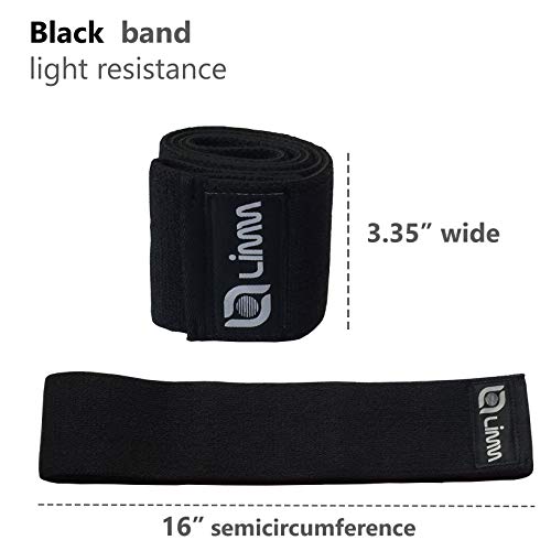 Fittest Pro by Limm Resistance Bands for Legs and Butt, Fabric Exercise Loop Bands Yoga, Pilates, Rehab, Fitness and Home Workout, Strength Bands for Booty - color: Black Leg Bands - Large - 16 inches