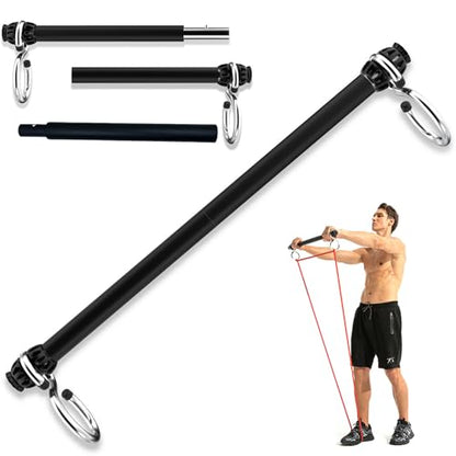 Resistance Band Bar, Portable 43 Inch Pilates Bar with Resistance Bands Home Gym Workouts Stick Squat Yoga Pilates Flexbands Kit for Full Body Shaping