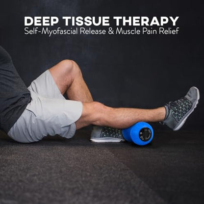 Vibrating Peanut Massage Ball - Deep Tissue Trigger Point Therapy, Myofascial Release - Handheld, Cordless - 4 Intensity Levels - Dual Lacrosse Ball Vibration Massager (Blue)