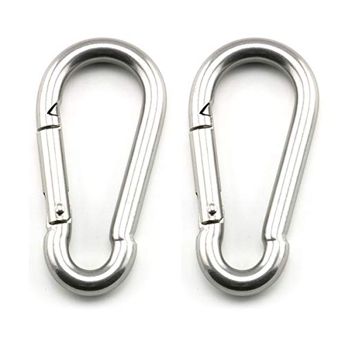 2-Pack M5 Ceiling & Wall Mount Hanging Hardware Fitting Set 304 Stainless Steel Heavy Duty Square Pad Eye Hook Plate + Snap Hook for Yoga Hammock Swing Marine Boat Application - size: M5 Square Pad