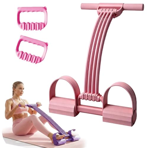 Pedal Resistance Band with Handle, 8 Tube Elastic Yoga Pedal Puller Resistance Band 3‑in‑1 Multifunction Fitness Bands for Arms, Legs, Abdomen, Waist Training - color: Pink, size: Pedal+Chest expander