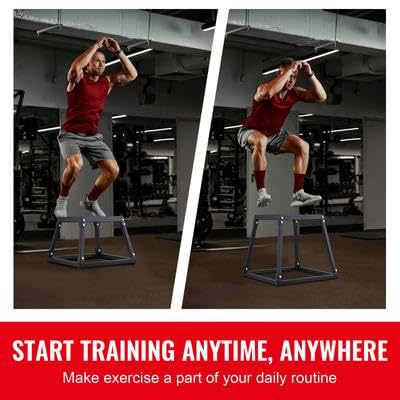 18 Inch Plyometric Jump Box, Steel Fitness Plyo Box, Anti-Slip Platform for Home Gym Training, Strength Conditioning, 500 lbs Capacity, Black