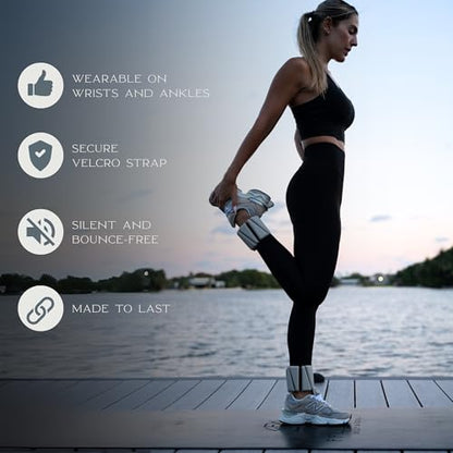 FFLLOOWW Adjustable Ankle & Wrist Weights Set, 2 lbs Each (4 lbs Total), Soft Comfortable Weights for Walking, Pilates, Barre & Home Workouts with Secure Fit for Women & Men