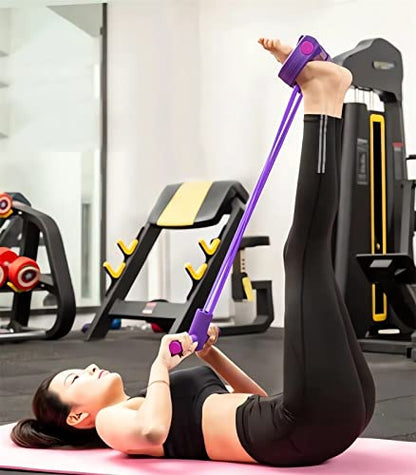 21 Fitness Resistance Bands-4 Tube Pedal Ankle Puller - 2023 New Sit up Leg Stretch Rope Exercise Bands with Handles, Stretching Workout Fitness Bands for Arm Weights Exercise Equipment - color: Pink