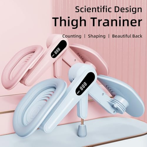 Thigh Trainer for Home Gym Workout, Pelvic Floor Muscle Exercise Devices with Adjustable Resistance for for Women Men, Inner Thigh Exerciser with Display and 20LB Resistance Band for Hip Leg Arm, Pink