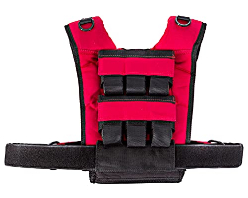 Driven | 28lb Red Weight Vest | Gym Adjustable Removable Weights | Calisthenics Fitness Body Training 1000D Nylon