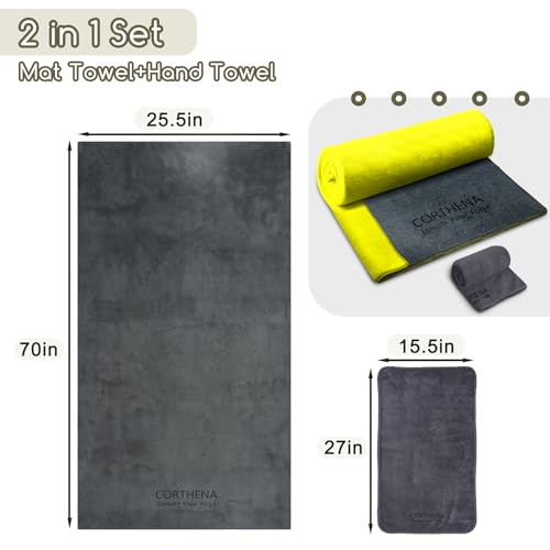 Hot Yoga Towel Set (2-Pack) – Super Absorbent, Skidless Sweat Towel for Hot Pilates, Bikram & Fitness - color: Yellow
