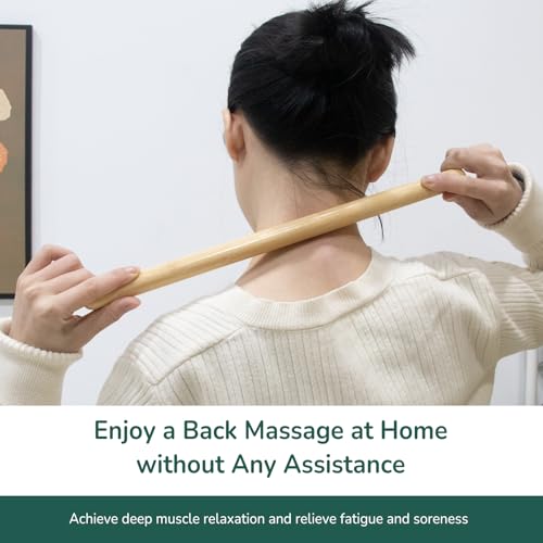 2 PCS Solid Bamboo Massage Stick Set for Body Shaping, Roller Stick, Guasha Sticks, Warm Therapy Tools for Muscle Relaxation