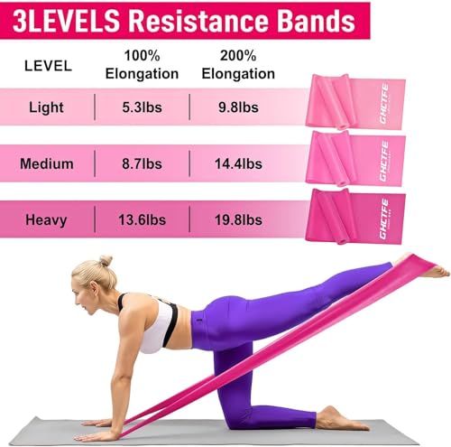 18PCS Resistance Bands Bulk, Non-Latex Physical Therapy Bands, Professional Flat Bands for Trainers, Pilates & Home Gym Full Body Workout, Strength Training, Includes 6 Sets with Carry Bags