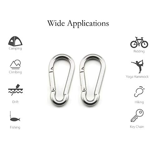 2 Set M8 Ceiling & Wall Mount Hanging Hardware Fitting Set 304 Stainless Steel Heavy Duty Round Pad Eye Hook Plate + Snap Hook for Yoga Hammock Chair Swings Marine Boat Accessories - size: M8 Round Pad
