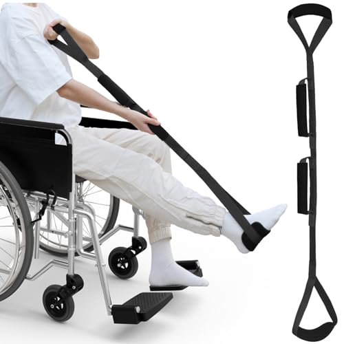 42 Inch Long Leg Lifter, Rigid Leg Lifter Strap with EVA Handgrips &Foot Loop, Leg Lifter After Hip Replacement&Knee Surgery Recovery Aids Kit,Getting Legs in and Out of Bed,Car,Wheelchair (Black) - color: Black, size: 42 Inch