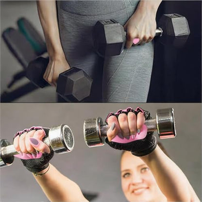 Anti-Slip Workout Rubber Weight Grips, Ergonomic Rubber Hand Protector Gloves for Weight Lifting Palm Protection, Anti-Slip Gym Grips for Pull-Ups Training and Exercise Men Women, 2 Pairs