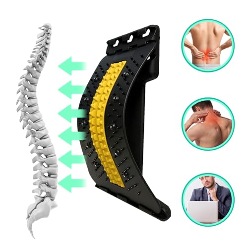 Back Stretcher with Lumbar Support for Back Pain Relief - Dual-Sided 3-Level Adjustable Spinal Decompression lumbar board (Yellow) - color: Yellow