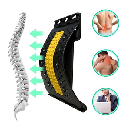 Back Stretcher for Back Pain Relief with Lumbar Support Board - Dual-Sided 3-Level Adjustable Spinal Decompression & Cracker Device