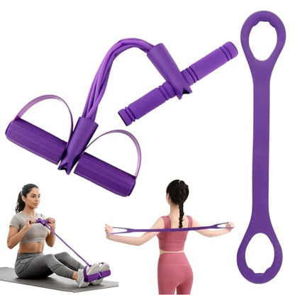 Fitness Resistance Bands- 6 Tube Pedal Ankle Puller with Handle & Tensile Rope for Exercise Sit Up Exercise Equipment Elastic Home Gym Equipment for Women Men