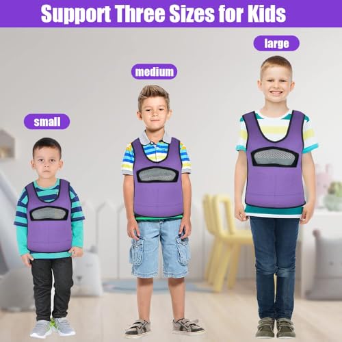Compression Vest for Kids (Large, Ages 10+) Weighted Vest for Kids Including 6 Removable Weights Purple