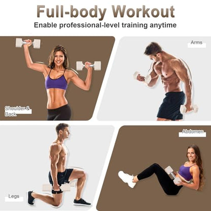 Hezeyferg 30.8LB Adjustable Dumbbell Set, Each Adjustable Weight Dumbbell with 6 Levels 4.4/6.6/8.8/11/13.2/15.4lb, Hand Weights Set for Men/Women Home Gym Exercise Workout - color: Beige