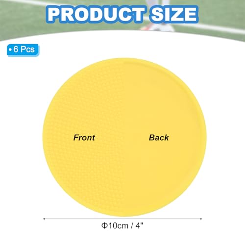 Spot Markers 4 Inch, 6 Pcs Non-Slip Floor Dots Agility Markers Flat Field Cones Poly Dots for Gym PE Speed Training Dance Soccer Basketball Sports, Yellow