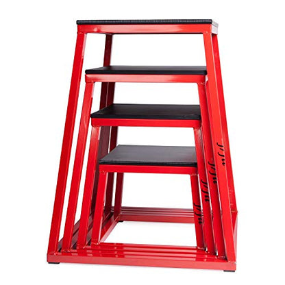 JFIT Plyometric Boxes - Made in Taiwan NO Assembly Required Single - Height Box Set and Adjustable Box Options Plyometric Platform and Jumping Agility Box for Training Conditioning Strength Training - style: 12",18",24",30" (Set of 4 Plyo Boxes)