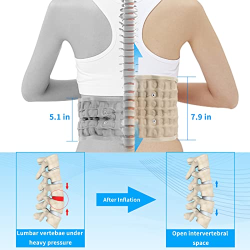 Decompression Back Belt, Inflatable Back Brace for Back Pain,Beige - color: Beige