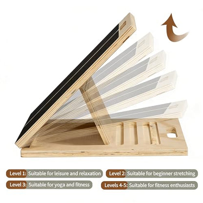 Adjustable Wooden Slant Board, Portable Calf Stretcher with Non-Slip Base, Heavy Duty Incline Board for Ankle Mobility, Squats and Home Gym Training
