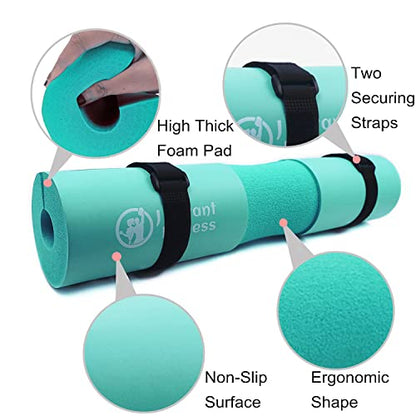 J Bryant Barbell Pad Set with 2 Ankle Straps for Cable Machines Hip Resistance Band Weight Lifting Straps Thick Cushion Hip-Thrusts Pad with Carry Bag for Squats Bench Press Workout - color: lakegreen set