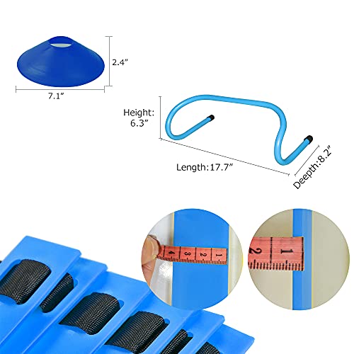 TNZMART Agility Ladder and Disc Cones Training Set Adjustable Rungs Training Ladder with 10 Plastic Sport Cones for Training - color: Blue, 6 hurdles