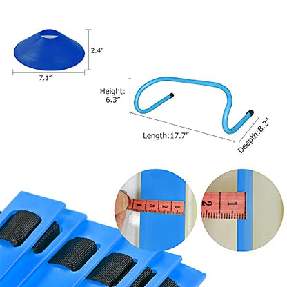 TNZMART Agility Ladder and Disc Cones Training Set Adjustable Rungs Training Ladder with 10 Plastic Sport Cones for Training - color: Blue, 6 hurdles
