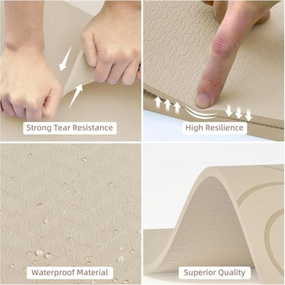 PAIDU Large Yoga Mat 72"x36"x10mm Non-Slip Exercise Mat for Home Gym Studio - color: Beige - LOGO