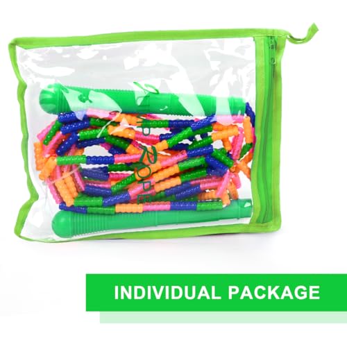 16 FT Long Jump Rope(1 PACK), Double Dutch Jump Ropes, Soft Beaded Skipping for Kids Adults, Plastic Segmented Long Enough for 4-5 Jumpers - color: Green