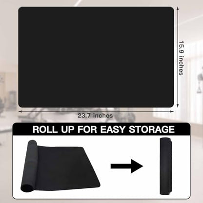 Non-Slip Elliptical Machine Mat - Durable Workout Mat for Under Desk Ellipticals, Seated Foot Pedal Exercisers, Floor Protection & Stability for Home Gym Equipment (23.7" x 15.9")