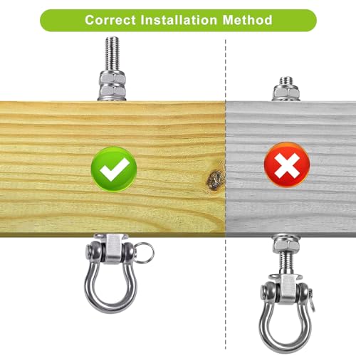 Dolibest Swing Hangers with Bearing - 6 Pack Stainless Steel 304 Hardware Hooks for Wood & Metal Beams, Ideal for Hanging Hammocks, Yoga Swings, Porch Swing, Boxing Bag 1500 LB Capacity- 5'' x M2/5'' - color: 6pcs
