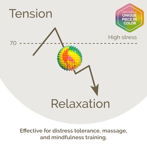 2X Spiky DBT Skill Balls | 2inch | Magnetic Stress Relief Balls | Spiky Massage Balls for Relaxation, Tension Release, Focus & Mobility (Rainbow) - color: Rainbow