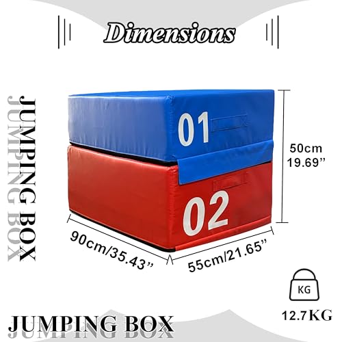 4 in 1 Foam Plyometric Box, Adjustable Height Soft Foam Jump Box Set, Non-Slip, Durable, Easy-to-Clean Soft Training Box, Suitable for Gyms, Home, Jumping, etc.(Size:01+02（90 * 55 * 50cm）) - size: 01+02（90*55*50cm）