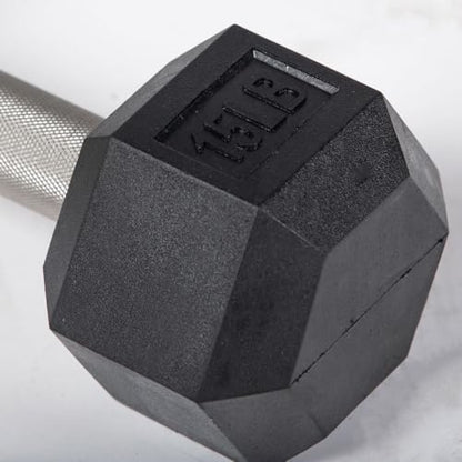 Titan Fitness Free Weights, Rubber Coated Hex Dumbbell, Straight Stainless Steel Handle, Strength Training, Full Body Workout - style: Fixed