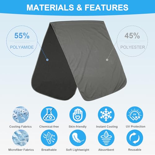 4 Pack Cooling Towels for Neck and Face(40"x12"), Cooling Neck Wraps, Ice Towel for Hot Weather, Soft Breathable Gym Towel, Cool Towel for Workout, Camping, Yoga, Sport, Running