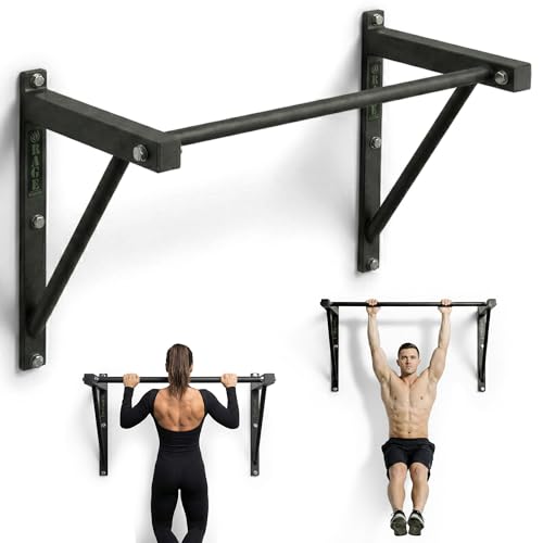 Rage Fitness Wall Mounted Pull Up Bar, Heavy-Duty Steel, 500lbs Capacity