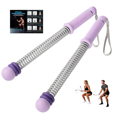 2 PCS Weighted Cordless Battle Ropes - Adjustable Resistance and Portable Ropeless Battle Ropes with Non Slip Handle - Low-Noise Exercise Rope for Instant Effective Workouts Anytime (Purple) - color: Purple