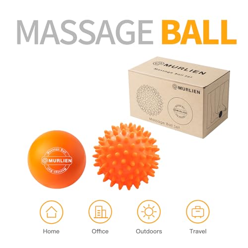 Massage Ball Set, Spiky Ball & Lacrosse Ball for Body Massage, Muscle Relief, Deep Tissue, Myofascial Release, Massager for Neck, Shoulder, Back, Foot or Muscle Tension - Orange