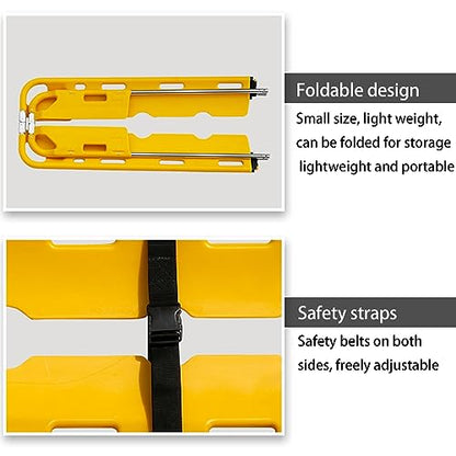 Portable Spine Board Stretcher, Lightweight Mcal Transport Backboard for Patient Transfer, Emerncy Folding Stretcher for Hospitals & First Responders