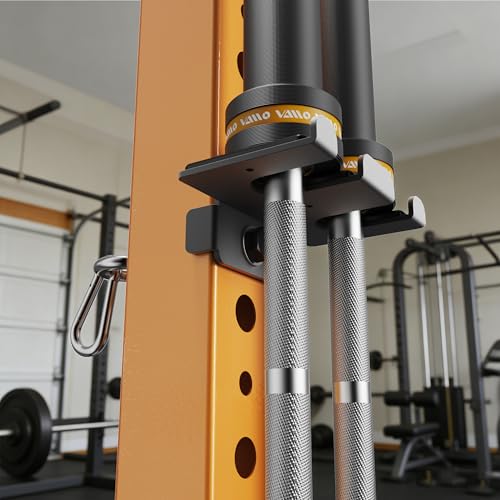 VAIIO 2-in-1 Olympic Barbell Holder and Resistance Band Anchor for Power Racks, Fits 5/8"-1" Holes, Heavy Duty Steel Bar Storage Hanger with Protective Padding